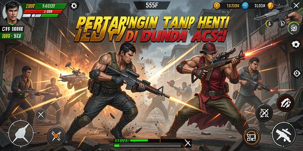 Tampilan gameplay mendebarkan dari 555F di dunia Aksi.