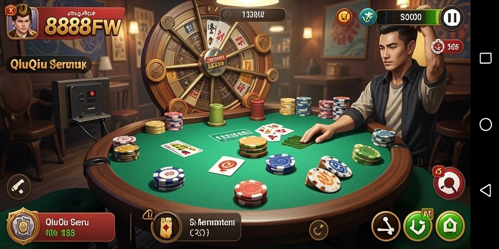 Screenshot gameplay QiuQiu yang menegangkan di 888FW.