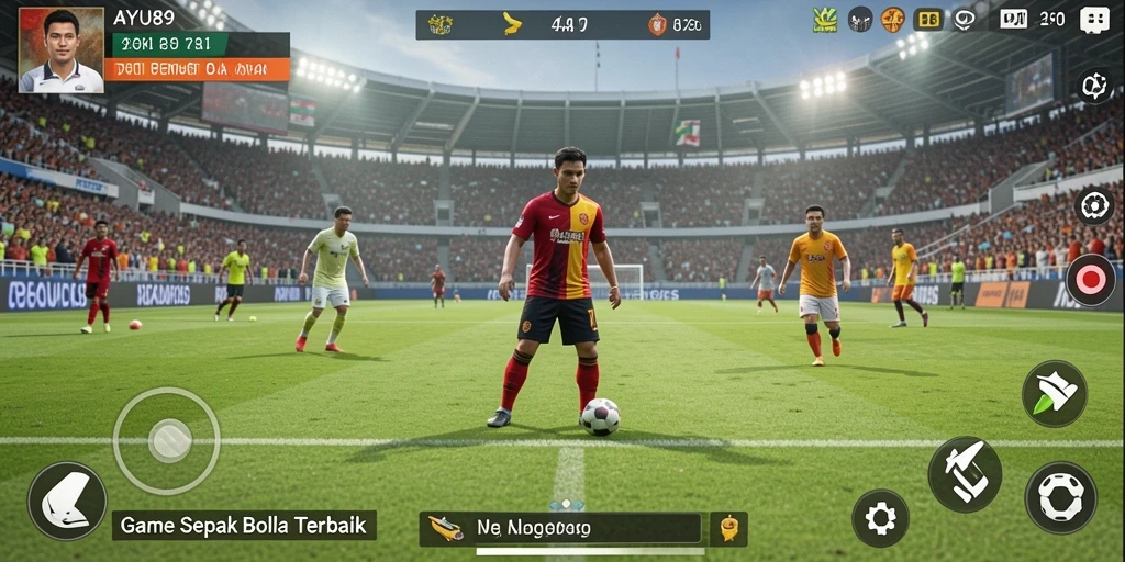 Tampilan gameplay AYU89 yang memukau dengan aksi sepak bola yang mendebarkan.