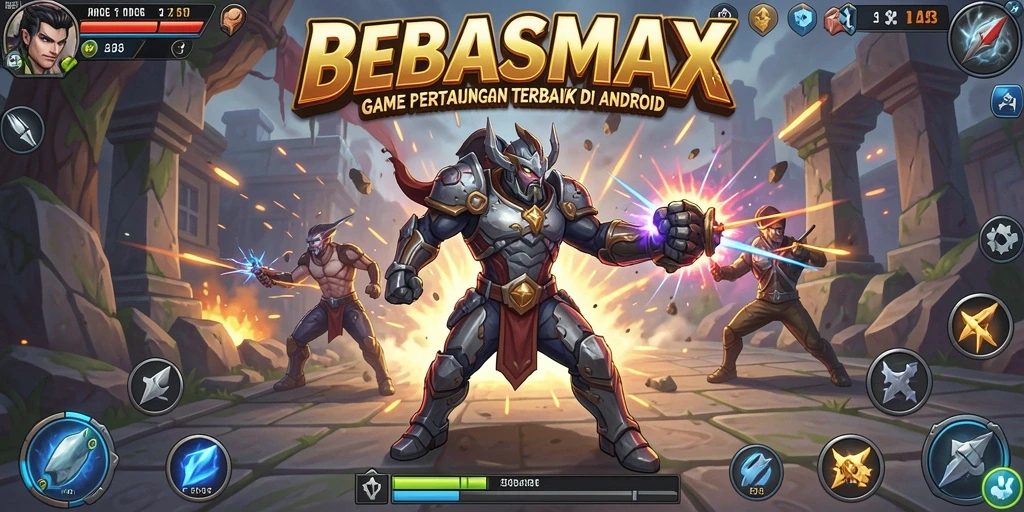 Tangkapan layar gameplay BEBASMAX menampilkan pertarungan seru dan karakter ikonik.