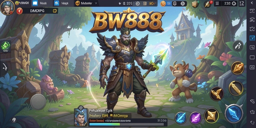 Screenshot gameplay BW888 dengan pertempuran seru dan karakter menawan.