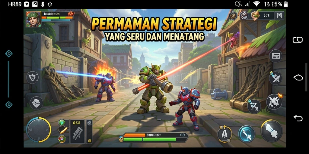 Screenshot menunjukkan momen strategis dalam gameplay HR89 yang intens.