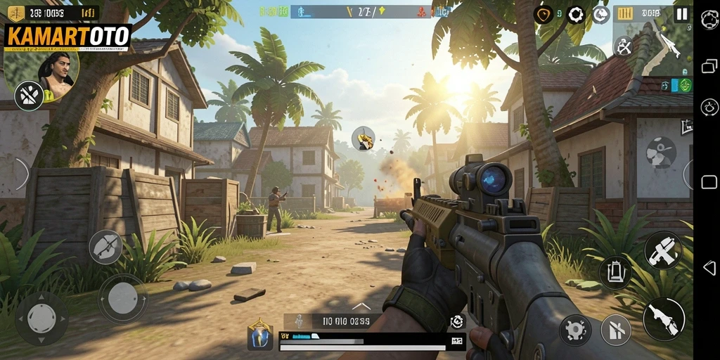Tampilan gameplay seru di KAMARTOTO dengan aksi tembak-menembak yang intens.