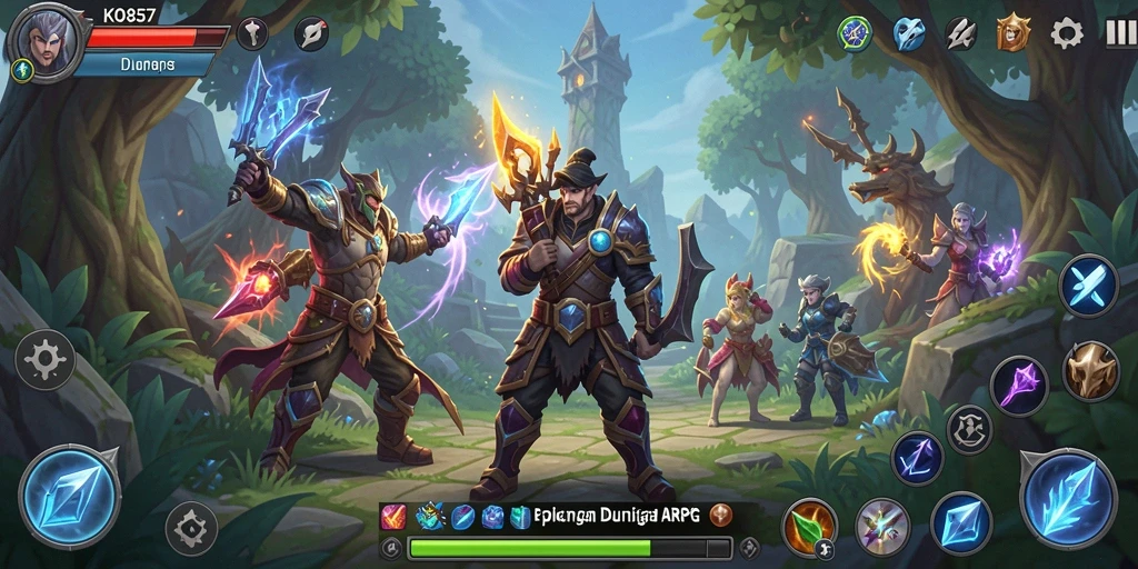 Screenshot menunjukkan aksi pertarungan seru dalam permainan ARPG KO857.