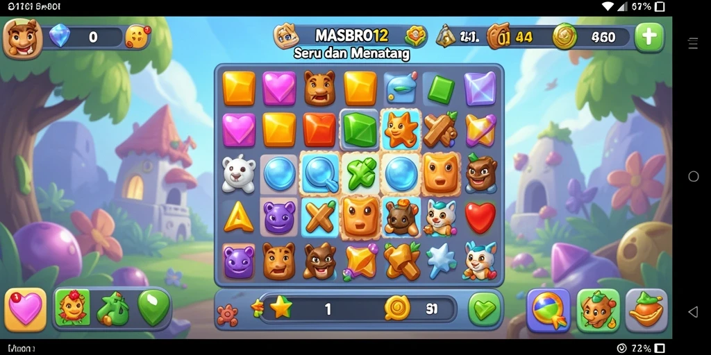 Tampilan gameplay dalam <strong>MASBRO12</strong> yang penuh warna dan menantang.