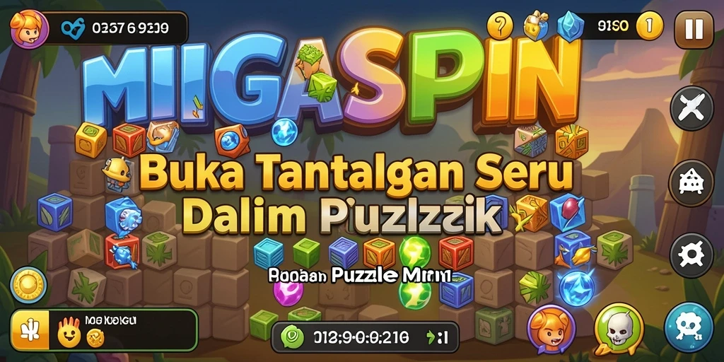 Screenshot utama MIGASPIN menampilkan gameplay Puzzle yang seru dan menarik.
