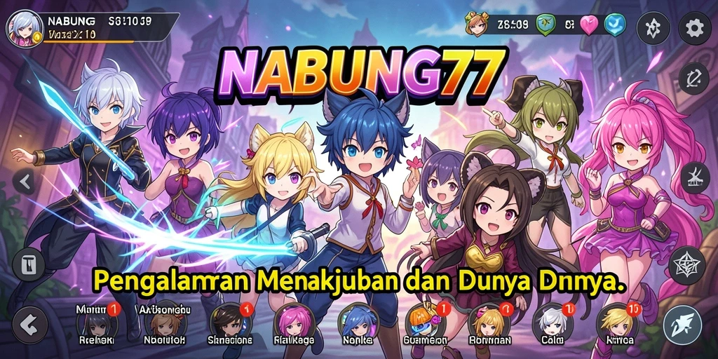Tampilan gameplay NABUNG77 yang penuh warna dan dinamis.