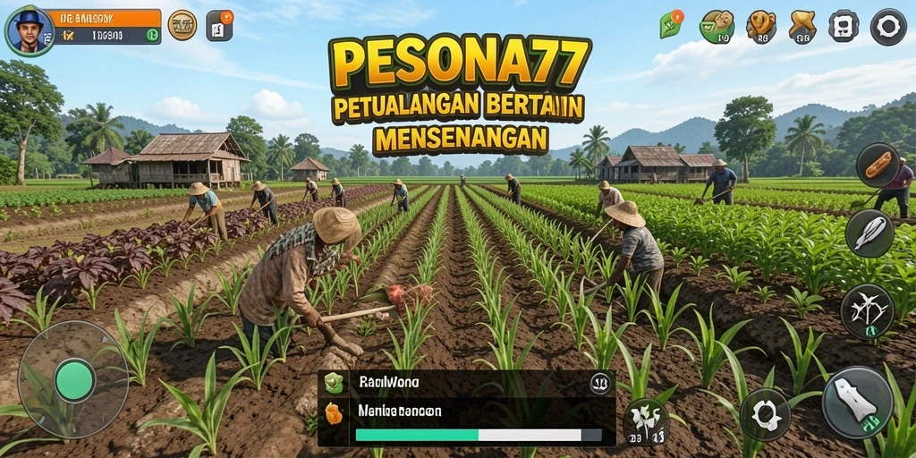 Tangkapan layar gameplay <strong>PESONA77</strong> yang menampilkan aktivitas bertani yang seru.