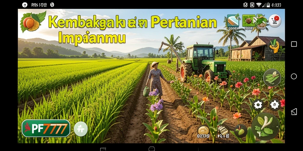 Tampilan gameplay PF777 dengan aktivitas bertani yang menyenangkan.
