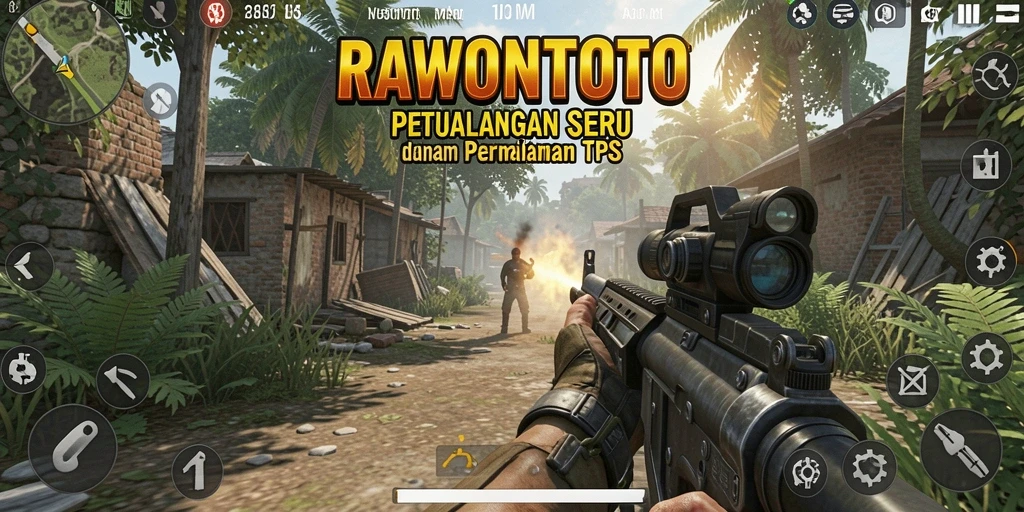 Tampilan gameplay RAWONTOTO yang menegangkan di medan perang.