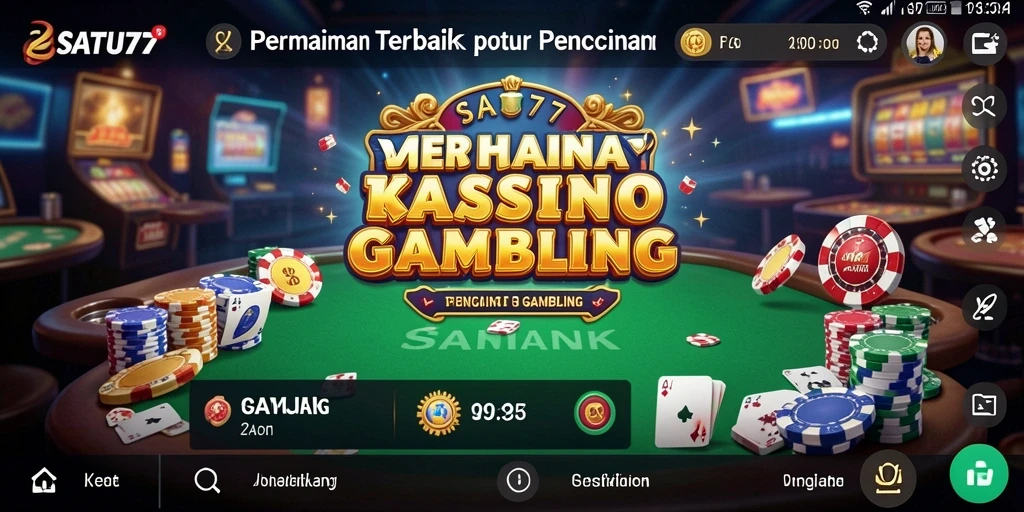 Screenshot utama SATU77 menunjukkan gameplay Kasino yang mengasyikan.